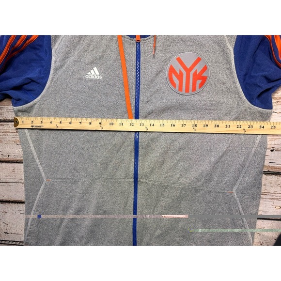 New York Knicks Adidas Hoodie‎ Mens XL Gray Blue Full Zip NBA - Picture 5 of 8